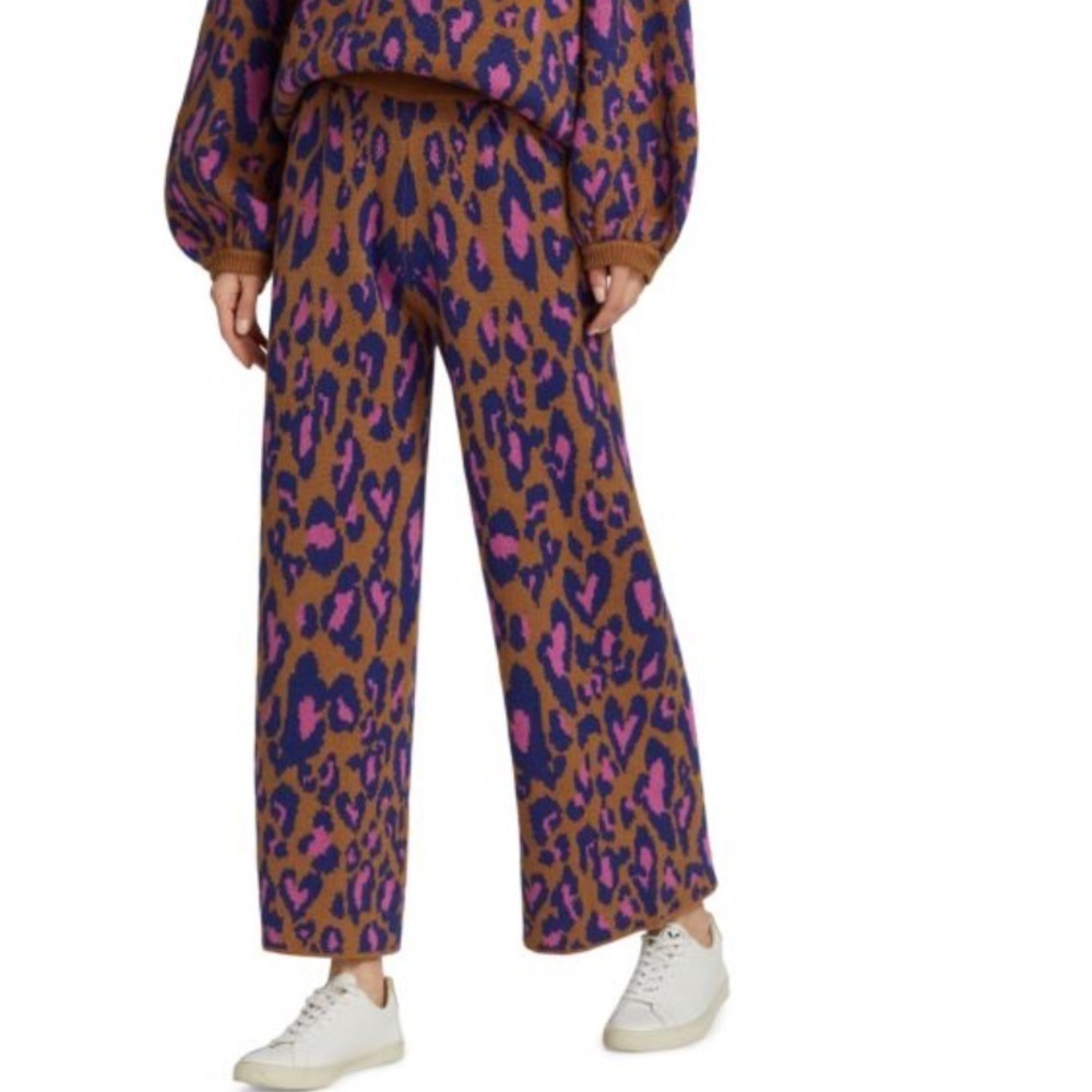 Farm Rio NWT Leopard Pop Caramel Sweater Wide Leg Crop Pants L - Picture 12 of 12